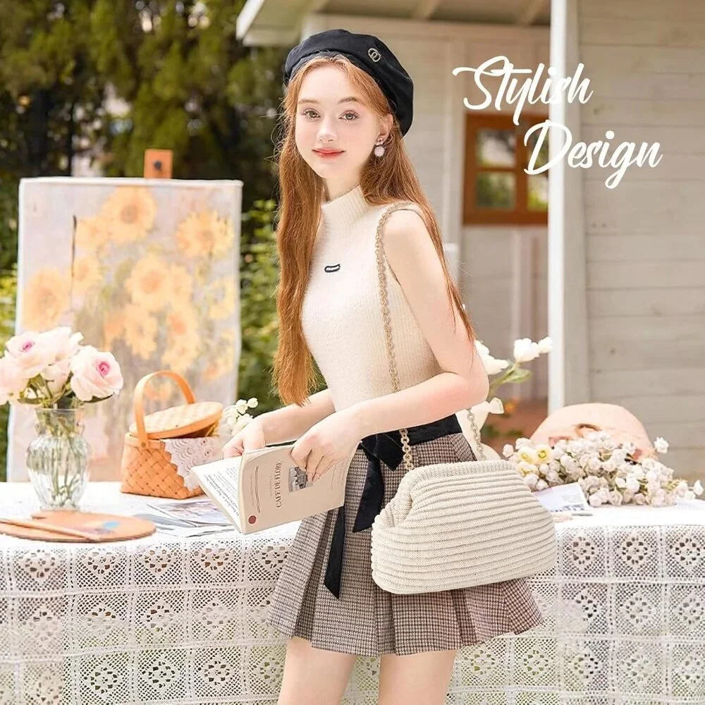 Crochet Clutch Purse Women Evening Bag Crossbody Formal Wedding Party